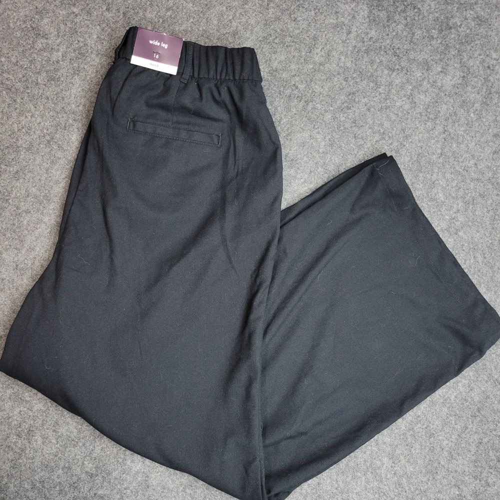 AVA VIV Pants Womens 16 Black Comfort Elastic Waist Wide Leg Y2K Baggy Street
